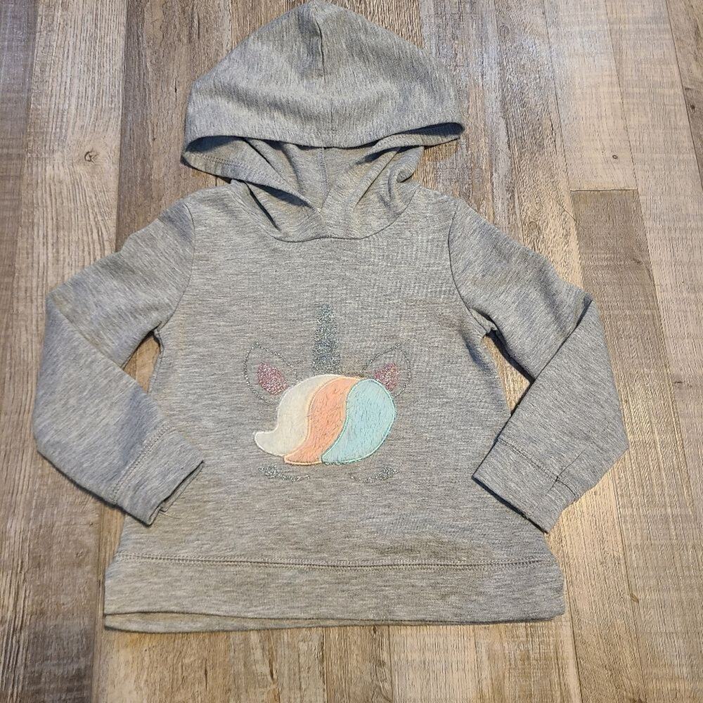 𝅺btween 2t girls gray unicorn hoodie